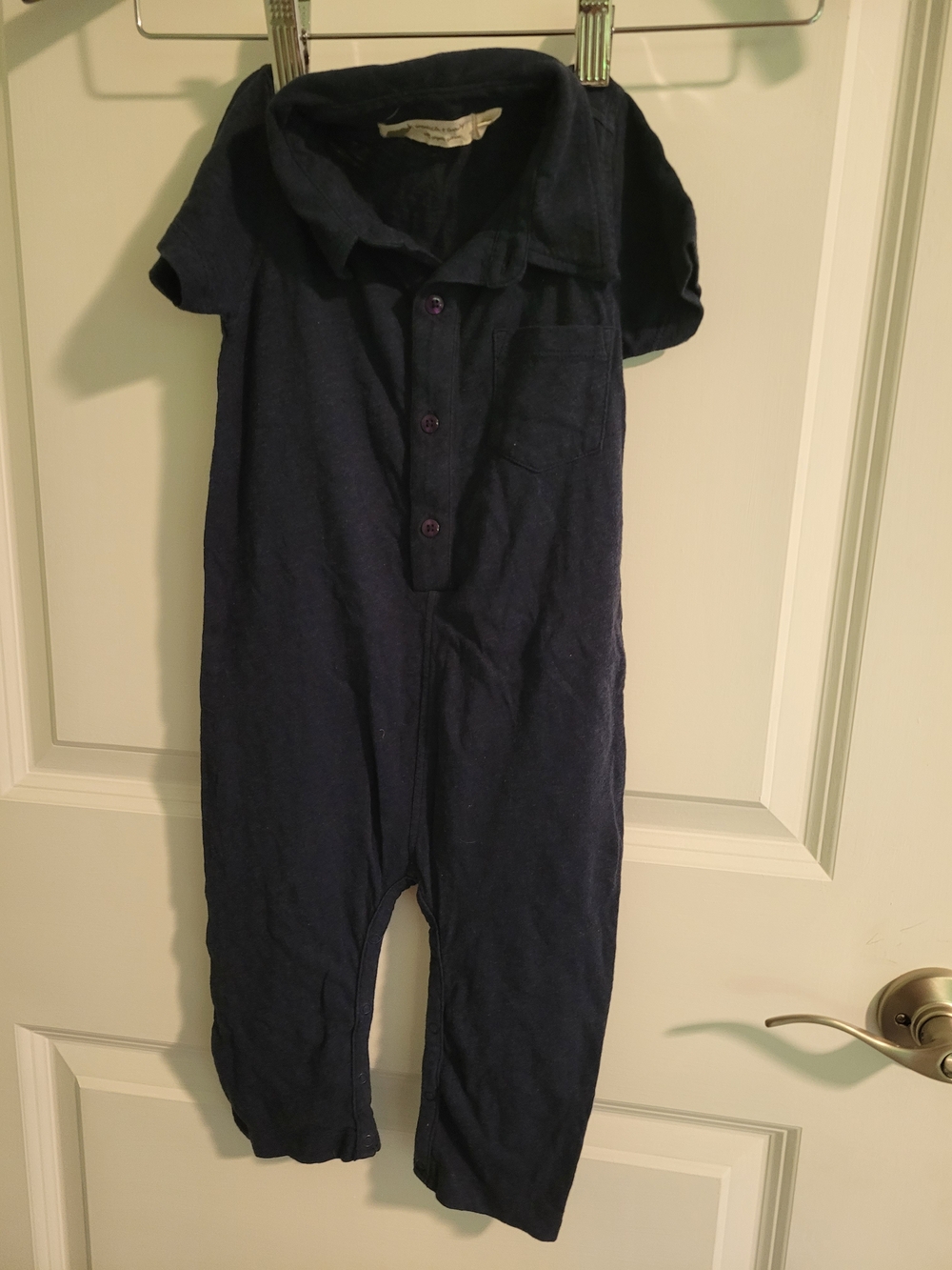 Navy Short-Sleeve One-Piece Organic Cotton Bodysuit